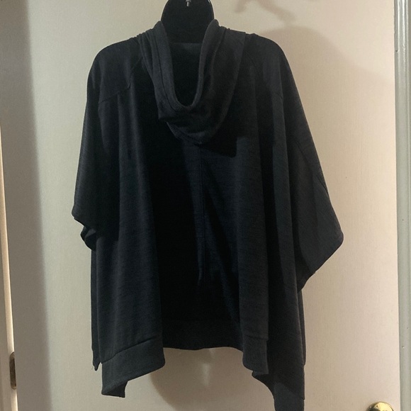 Athleta Black/Gray Hooded Poncho, size small. - Picture 2 of 3